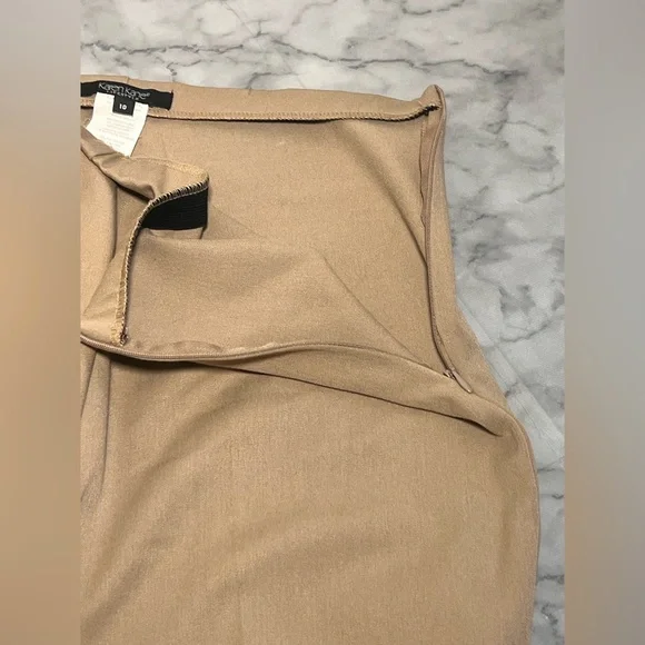 Karen Kane Lifestyle Tan Cuffed Ankle Trouser Stretch Workwear Size 10 - Picture 8 of 9